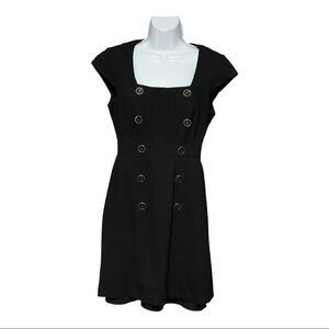 White House Black Market Double Breasted Blazer Dress Square Neck Fit Flare LBD